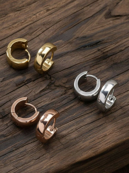 NVR Men's Set of 3 Multicolour Hoop Earrings