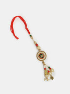 NVR Women & Men Set of 2 Gold-Toned Stone-Studded & Beaded Bhaiya Bhabi Rakhi With Roli Chawal - Distacart