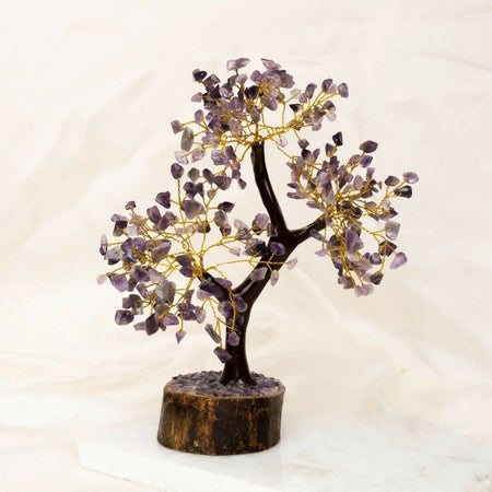 Indianvibez Bodh Amethyst Tree with Wooden Base 300 Beads