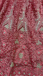 Jyoti Fashion Women's Pink Bridal Net Fancy Dori, Multi Thread, Hand Mirror and Diamond Work Wedding Lehenga Choli