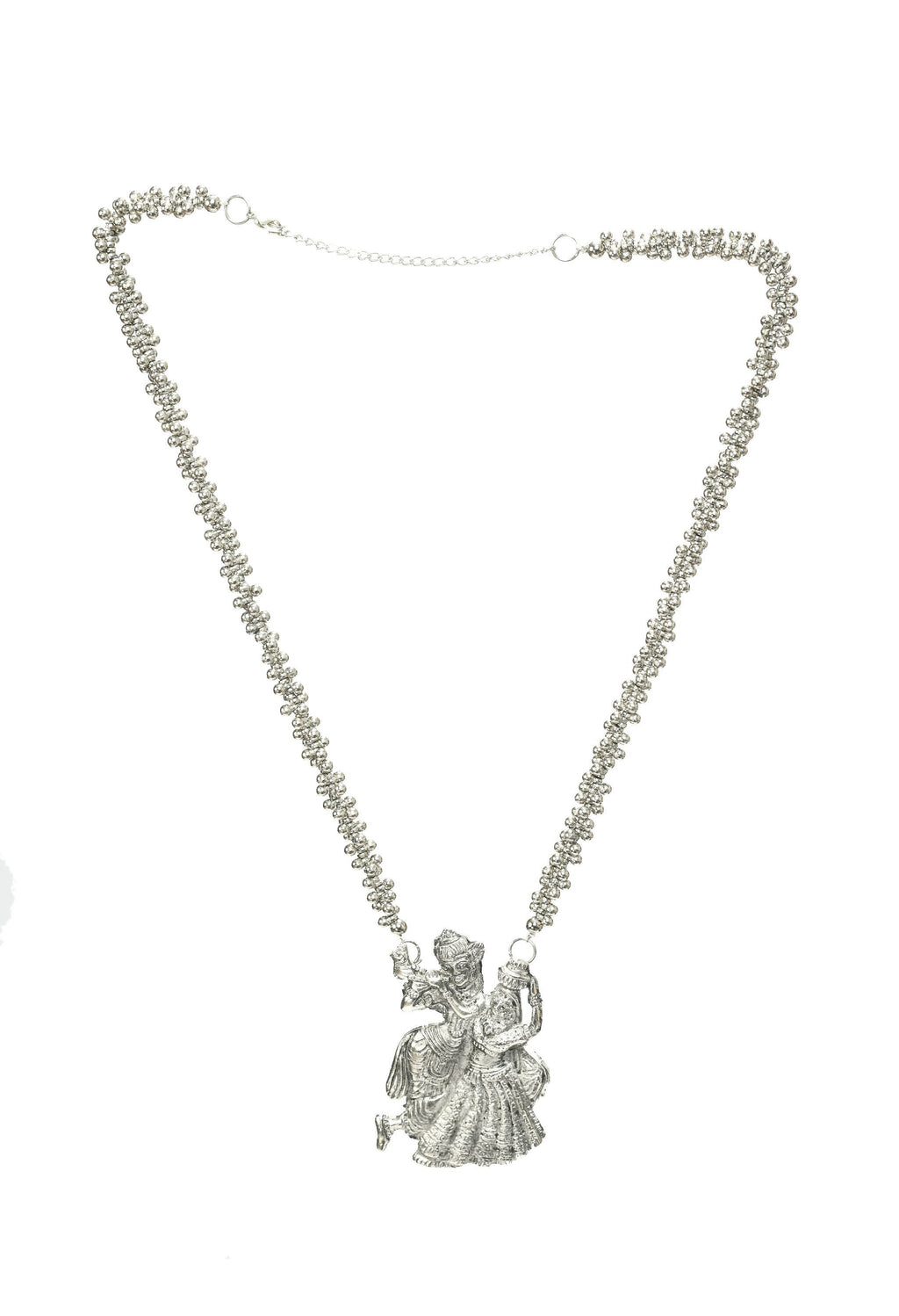 Mominos Fashion Johar Kamal Oxidised Silver-Plated Brass Finish Radha Kishan Long Necklace For Women - Distacart