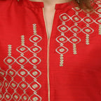 Lagi Women's Red Poly silk Straight Embroidred Kurta Pant (RO115B)
