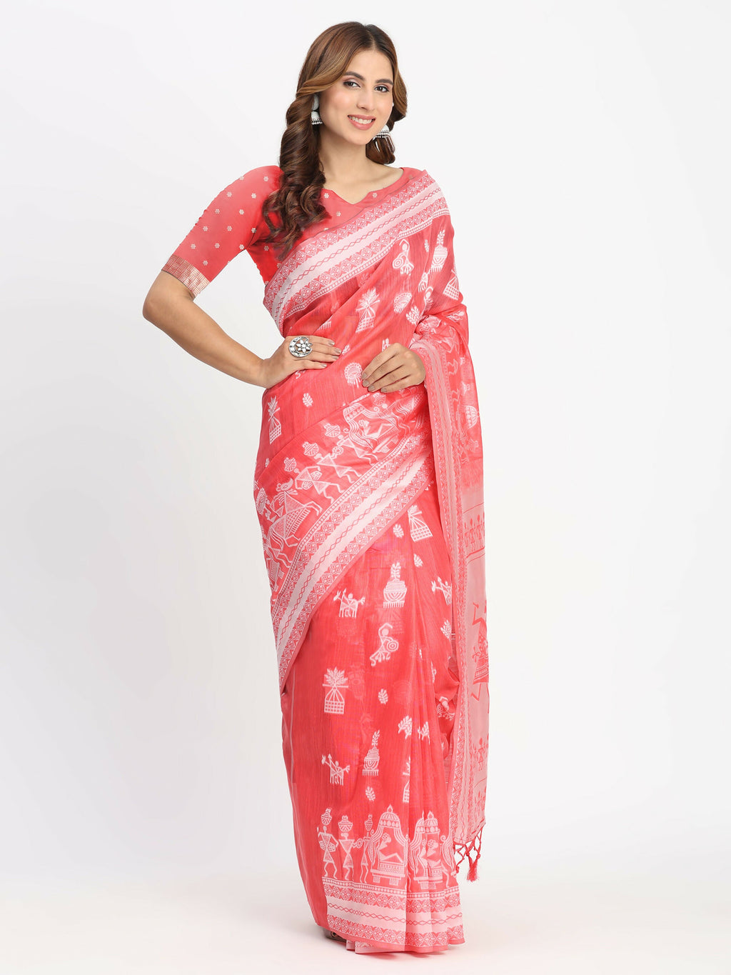 Shree Shyam Fashion Linen Cotton Sky Blue Saree - Distacart