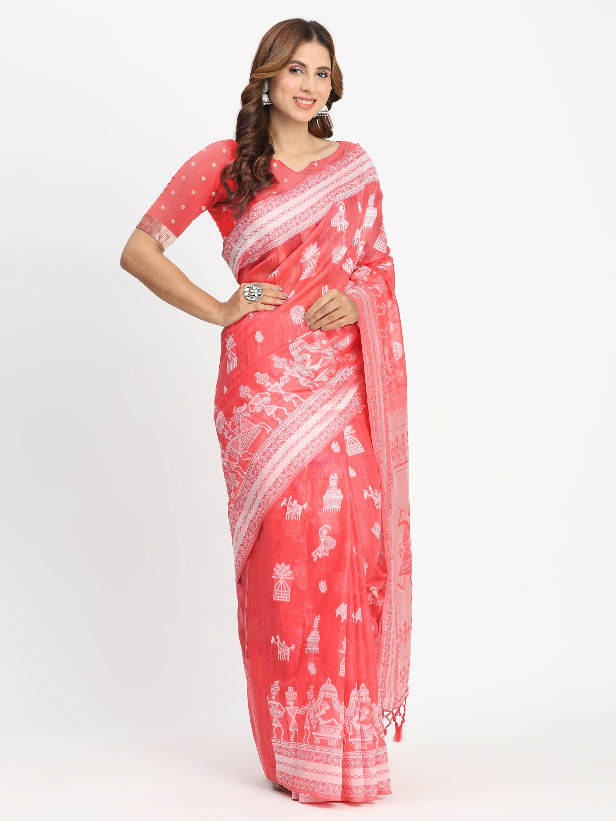 Shree Shyam Fashion Linen Cotton Sky Blue Saree - Distacart