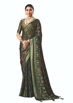 Joban Fashion Bottle Green Dull Moss Brasso Saree - Distacart