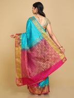 Kalamandir Checked Blue Pashmina Saree