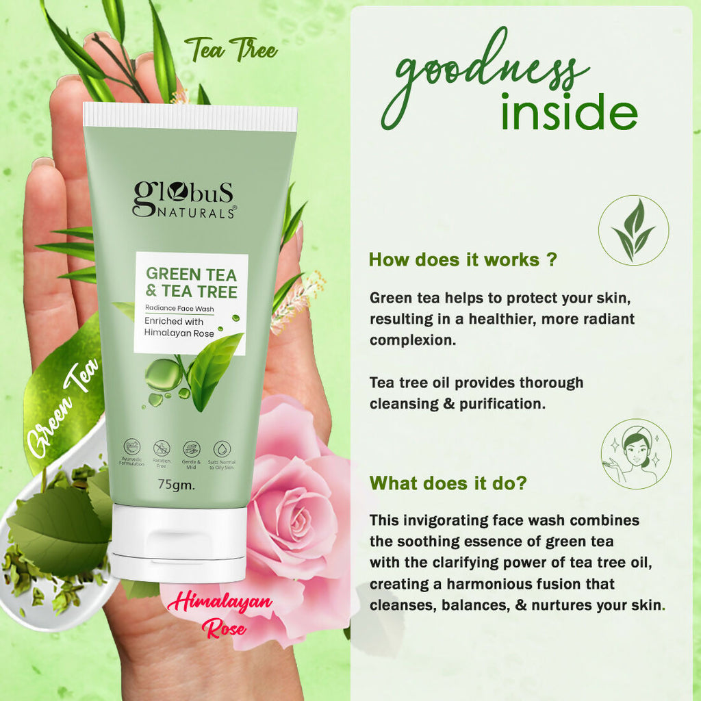 Globus Naturals Green Tea & Tea Tree Face Wash - Distacart