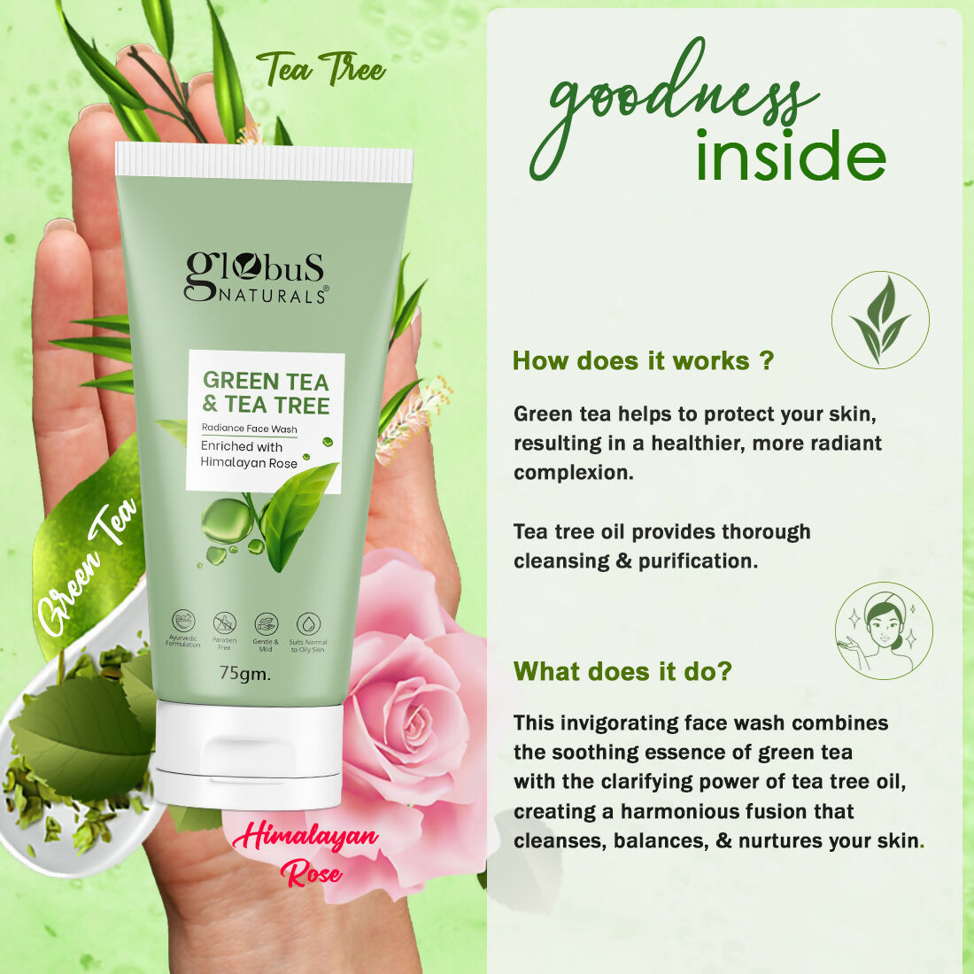 Globus Naturals Green Tea & Tea Tree Face Wash - Distacart
