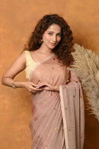 Very Much Indian Pure Mul Cotton Handloom Saree - Khakhi - Distacart