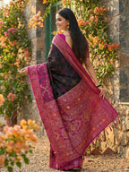 Shree Shyam Fashion Black Pochampally Silk Saree - Distacart