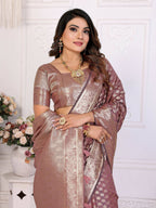 Aastha Fashion Dusty Rose Organza Silk Weaving Saree - Distacart