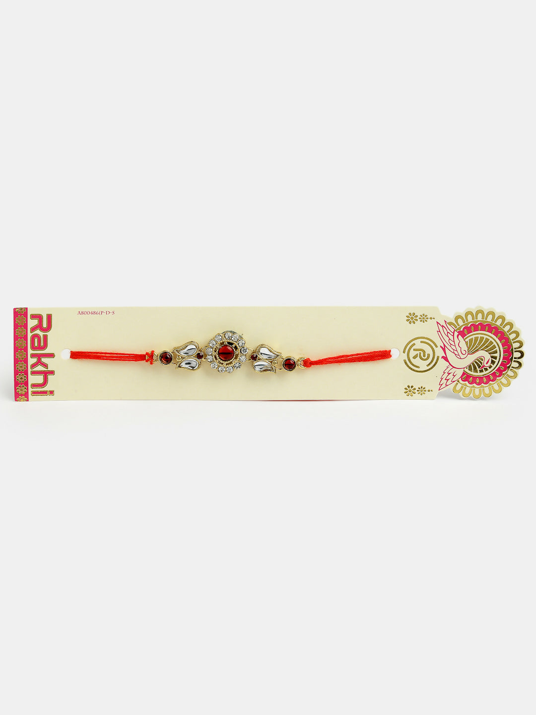 NVR Men Gold-Toned Stone-Studded Rakhi With Roli Chawal - Distacart