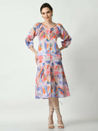 Myshka Women's Multi Abstract Printed A-Line Dress - Distacart