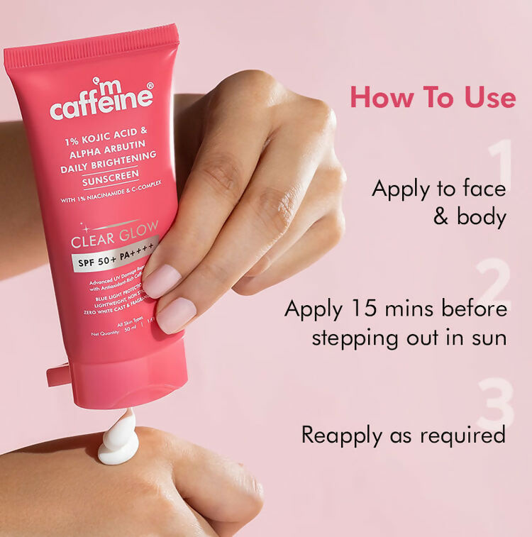 mCaffeine Clear Glow 1% Kojic Acid, Alpha Arbutin Daily Brightening Sunscreen