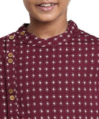 Manet Boys Full Sleeves Dot Printed Ethnic Shirt - Maroon