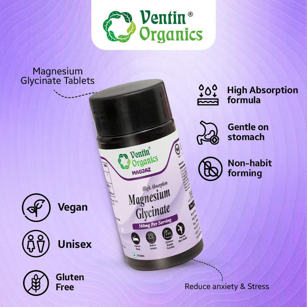 Ventin Organics Magjaz Magnesium Glycinate Tablets