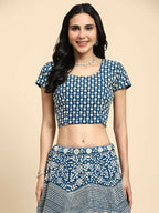 Teal Georgette Thread Embroidered Lehenga Choli with Dupatta - Tanya