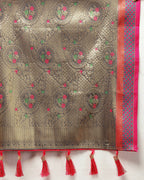 Lorenvalley Fashion Pink Kanjivaram Silk Woven Design with Zari Weaving Saree