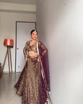 Prazu Fashion Coffee Jimi Choo Thread Sequence Lehenga Choli