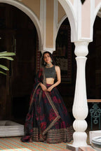 Prazu Fashion Black Organza Digital Printed Lehenga Choli