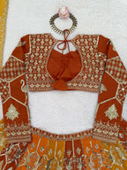 Prazu Fashion Orange Georgette Thread Sequence Wedding Lehenga Choli