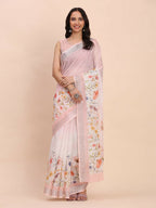 Shree Shyam Fashion Linen Cotton Light Pink Saree - Distacart