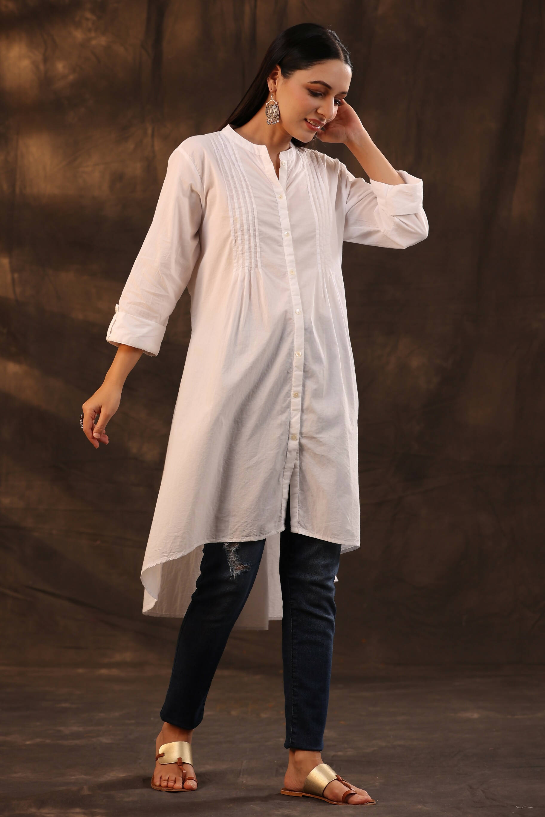 Juniper Women's White Cambric High-Low Tunic - Distacart
