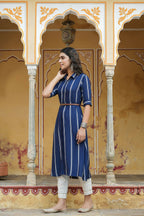 Juniper Women's Navy Rayon Staple Printed A-Line Dress - Distacart