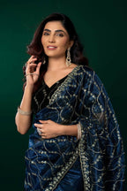 Joban Fashion Navy Blue Net Party Wear Sarees - Distacart