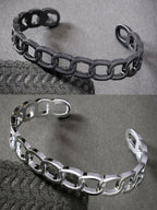 NVR Men's Set of 2 Silver & Black Rhodium-Plated Metal Cuff Bracelet - Distacart