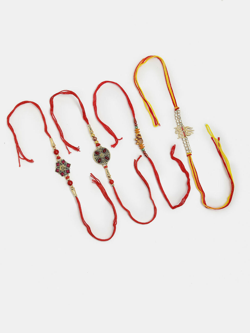 NVR Men Set of 4 Multicolor Stone-Studded Rakhi With Roli Chawal - Distacart