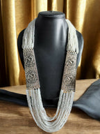 Inhanns Saree Shobha Statement Necklace - White Necklace