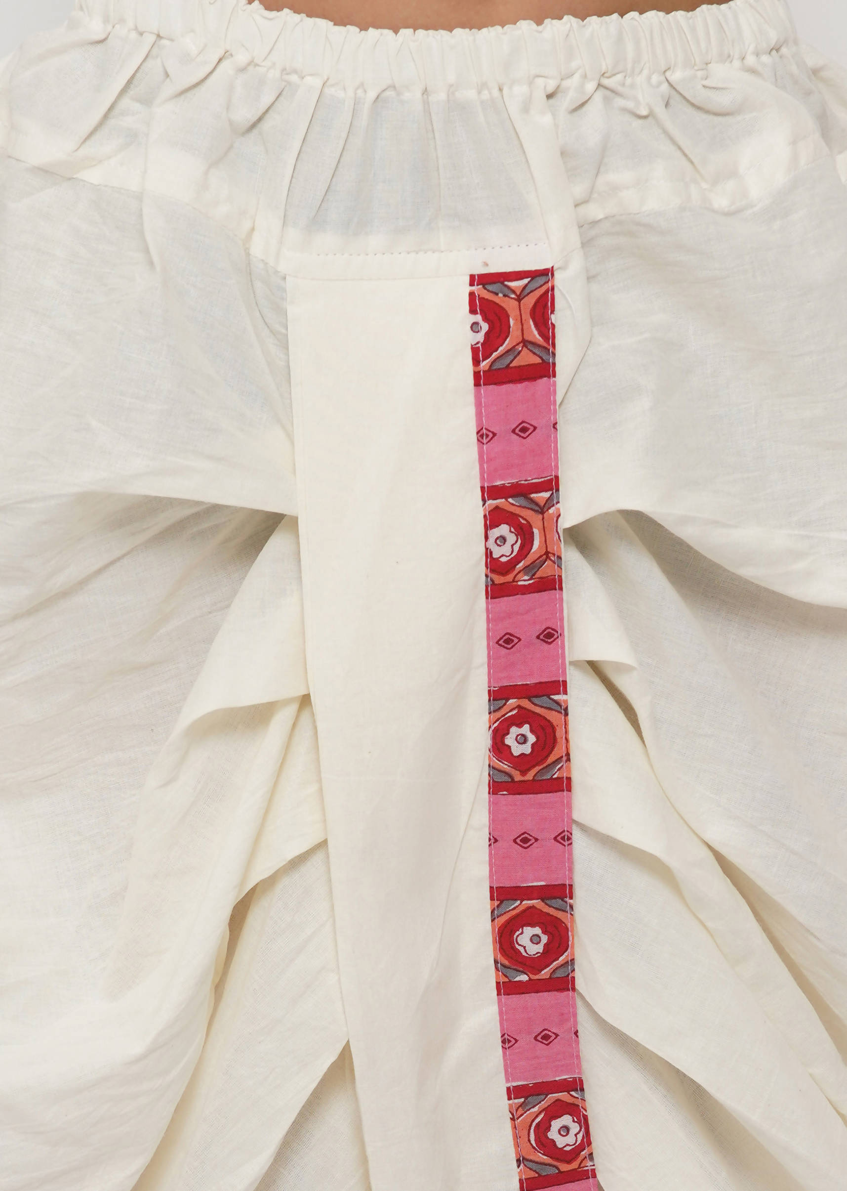 Little Bansi Boys Cotton Striped Kurta with Pearl Buttons & Dhoti -Pink & Cream