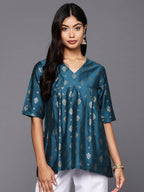 Ahalyaa Women's Traditional wear Tunic - Teal Blue