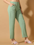 Myshka Women's Green Straight Fit Party Trouser