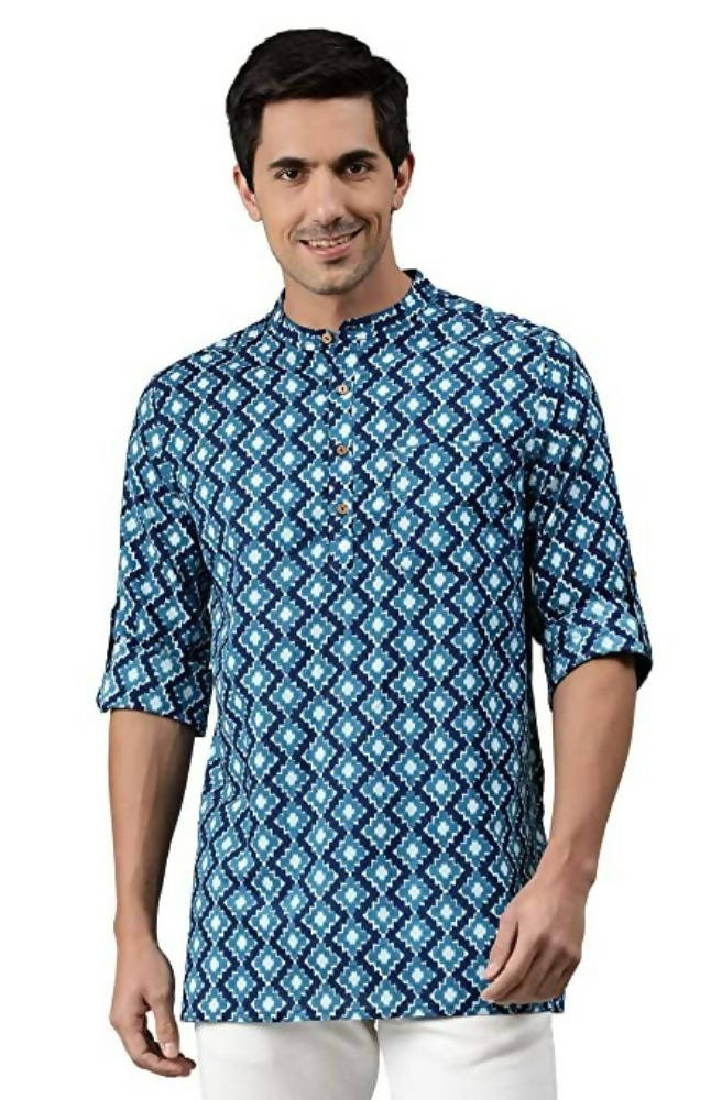 Janasya Men's Blue Cotton Kurta - Distacart