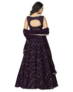 Jyoti Fashion Wine Thread with Sequence Embroidery Faux Georgette Lehenga Choli with Dupatta