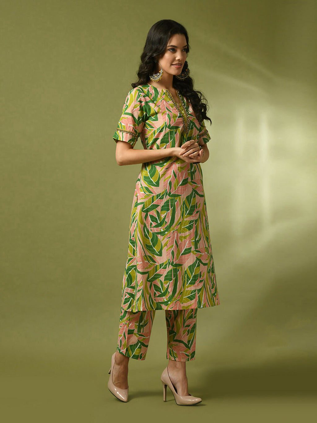 Myshka Women's Multi Printed Cotton Straight Party Kurta Set