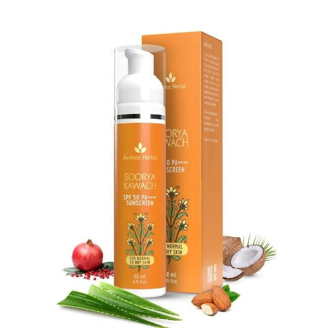 Avimee Herbal Soorya Kawach Sunscreen SPF 50 PA++++ For Normal & Dry Skin