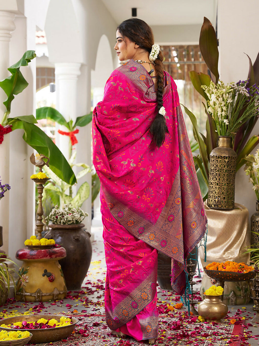 Shree Shyam Fashion Pink Soft Silk Saree - Distacart