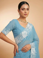 Joban Fashion Sky Blue Candy Crush Party Wear Sarees - Distacart