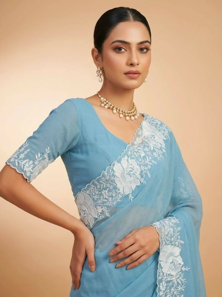 Joban Fashion Sky Blue Candy Crush Party Wear Sarees - Distacart