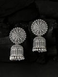 NVR Women Silver Toned Dome Shaped Jhumkas Earrings - Distacart
