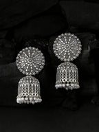 NVR Women Silver Toned Dome Shaped Jhumkas Earrings - Distacart