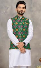 Anaita Green Cotton Straight Kurta Pajama & Kurta With Jequard Work