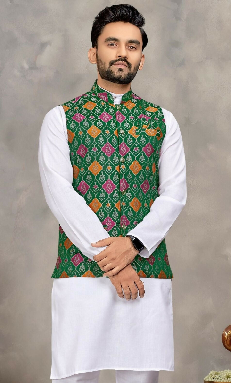 Anaita Green Cotton Straight Kurta Pajama & Kurta With Jequard Work