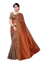 Vamika Brown Cotton Silk Weaving Saree (Paithani Chiku) - Distacart