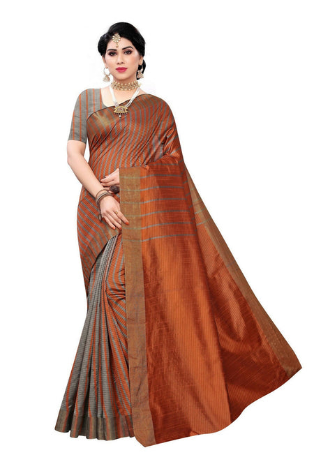 Vamika Brown Cotton Silk Weaving Saree (Paithani Chiku)