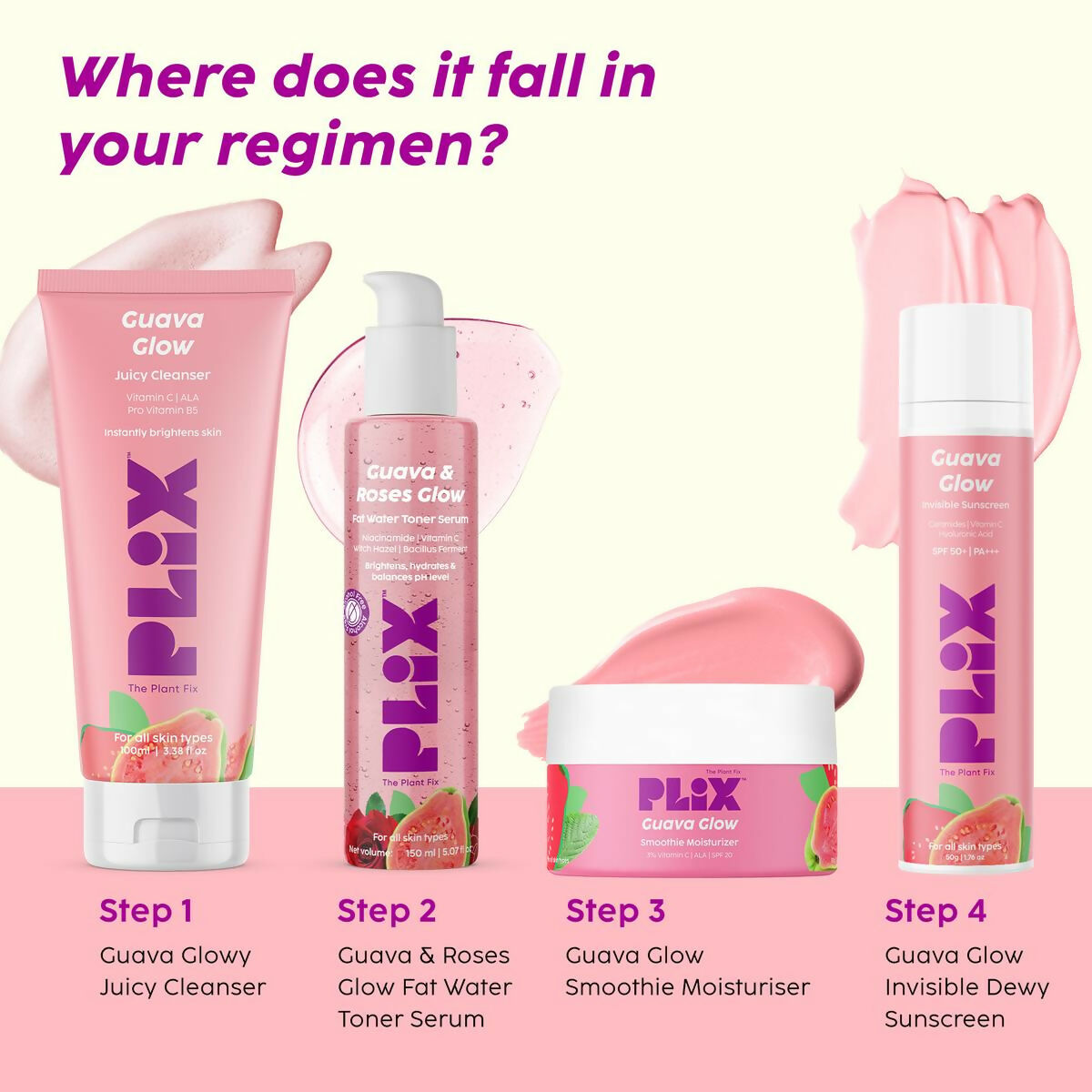 PLIX The Plant Fix Guava & Roses 2-in-1 Fat Water Toner Serum Hydrates Skin & Balances pH Levels