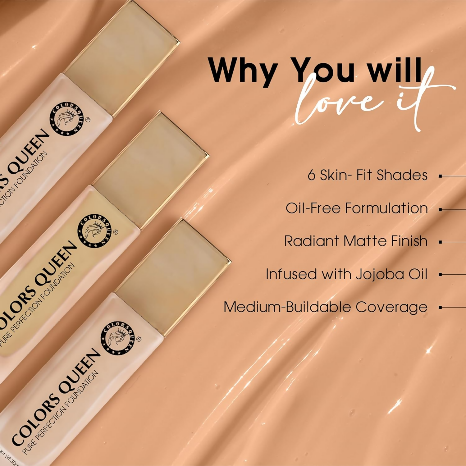 Colors Queen Pure Perfection Foundation – 01 White Ivory